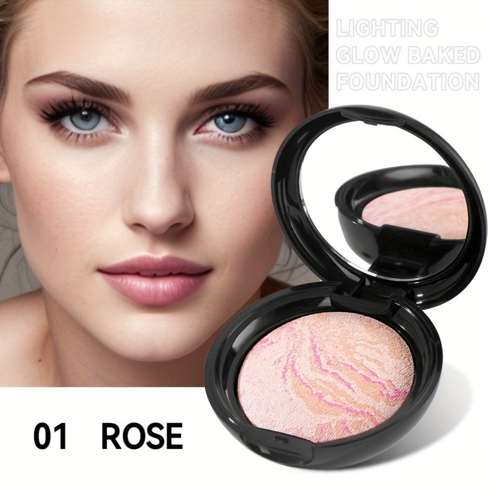 Marbled Pressed Powder Foundation Compact with Mirror in Six Shade Labels from Rose to Sand — image 3