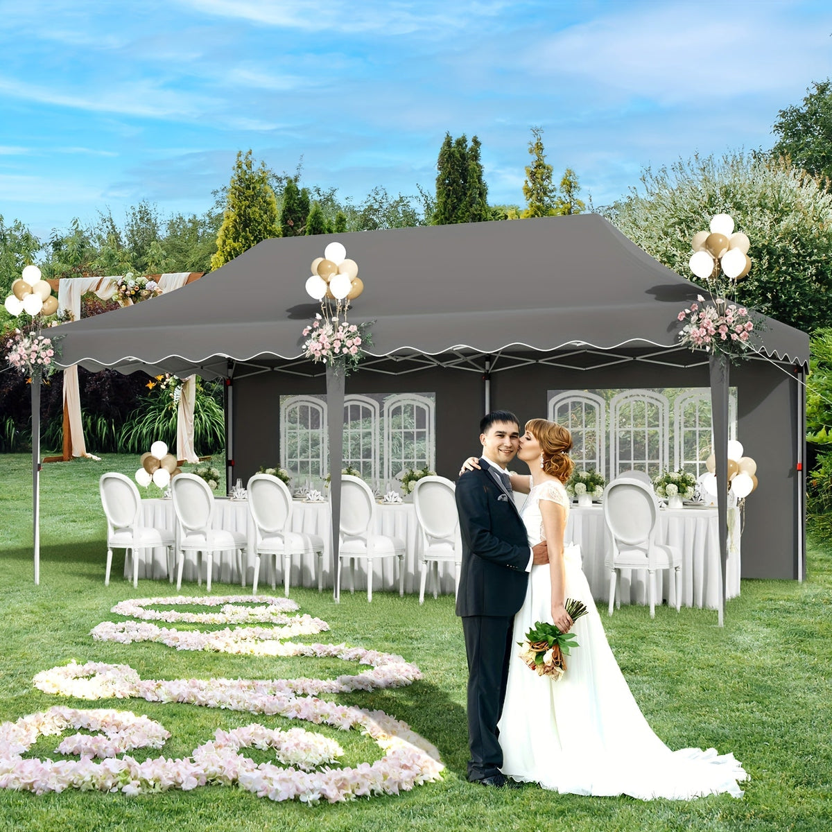 Pop Up Canopy Tent with Sidewalls, Outdoor Party Wedding Backyard for Garden, Patio and Yard Use — image 3