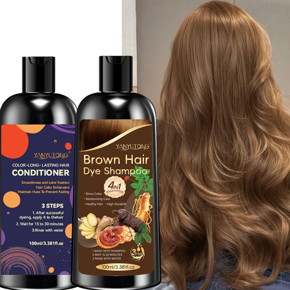 Hair Color Shampoo, YANYUTONG 4-in-1 Color Shampoo and Conditioner Pair in Three Color Options — image 4