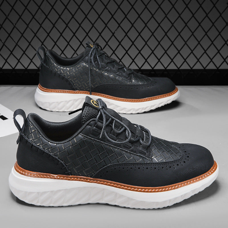 Breathable Woven-Texture Mens Sneakers