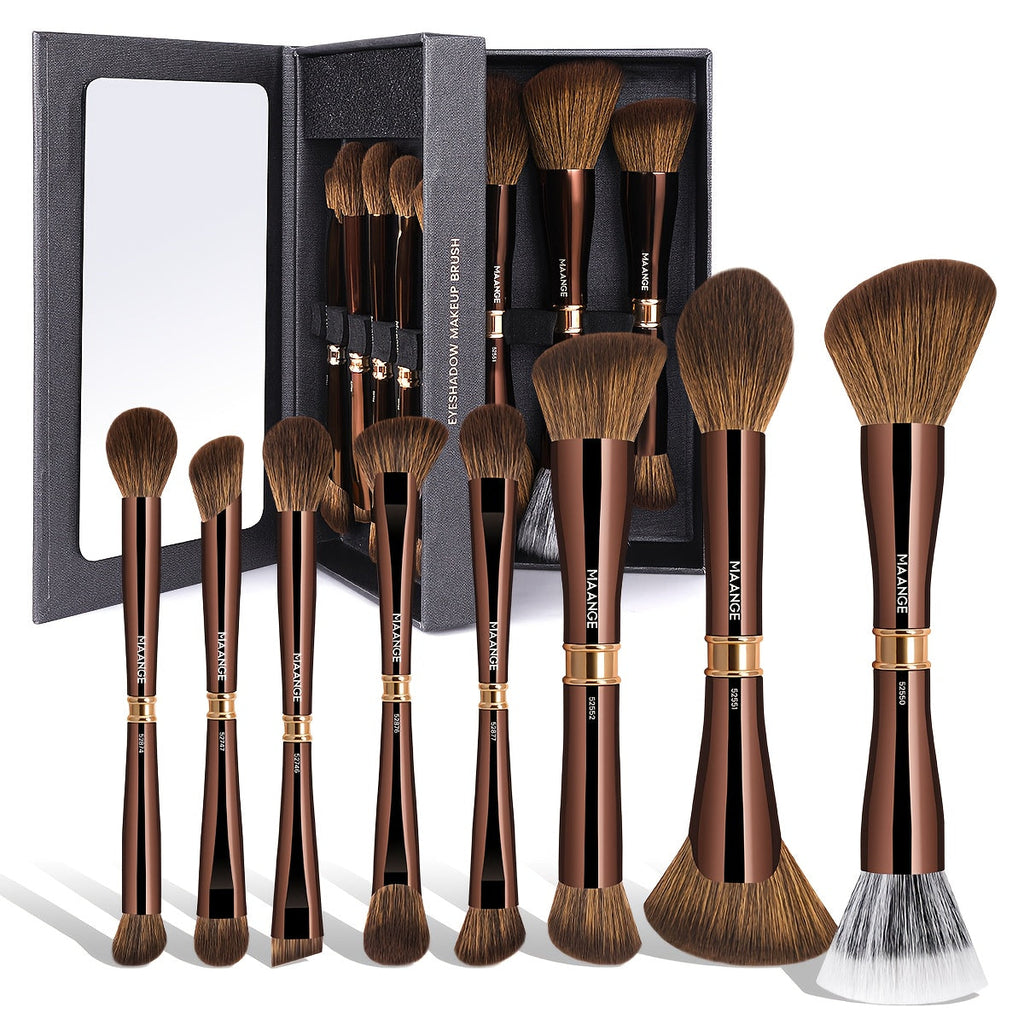 Makeup Brush Set, 8-Piece Double-Ended Collection with 16 Brush Heads, Aluminum Alloy Handles and Storage Box — image 1