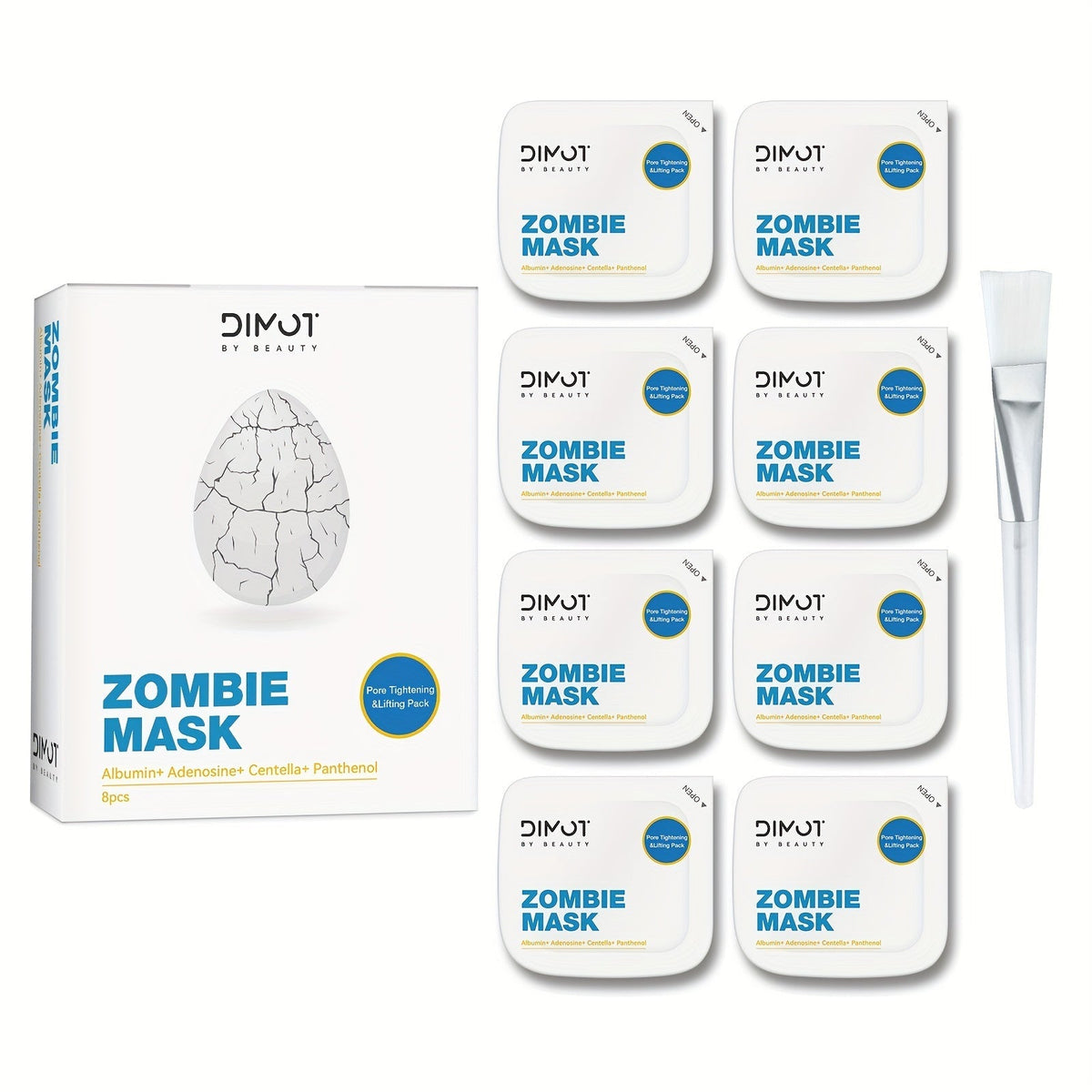 Zombie Face Mask 8pcs Plant Squalane Skin Texture Improving Facial Mask Set for Women for Bath Time, Home Spa and Personal Ca