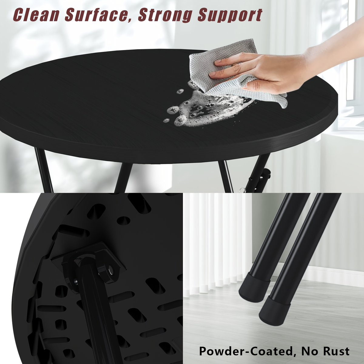 Round Bar-Height Folding Table with 31.5-Inch Top in Black or Black-and-White Two-Piece Set — image 15