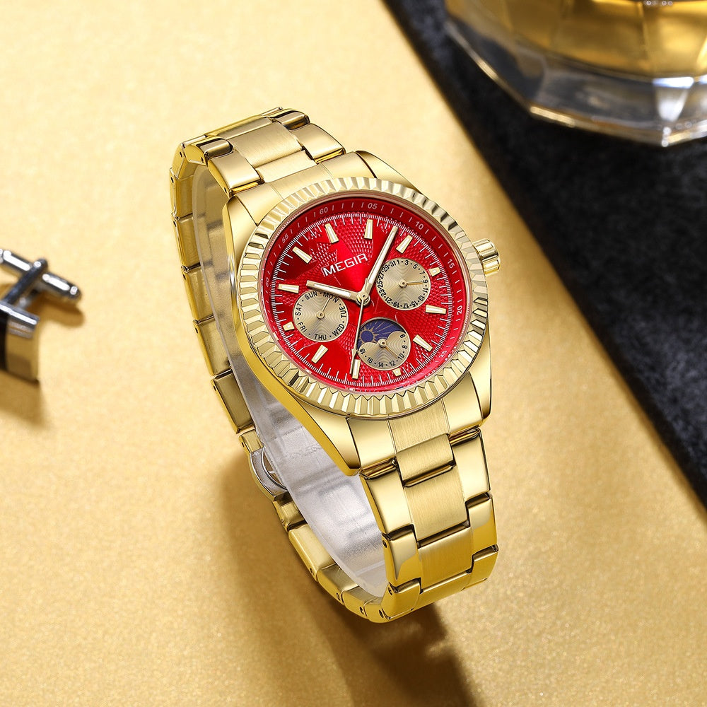 Lunar Phase Business Steel-Strap Waterproof Quartz Men's Watch
