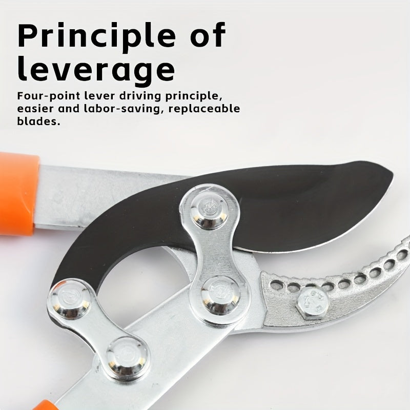 Telescoping Long-Handle Pruning Shears with Silver-Color Shafts, Black Grips and Curved Bypass Blade — image 7