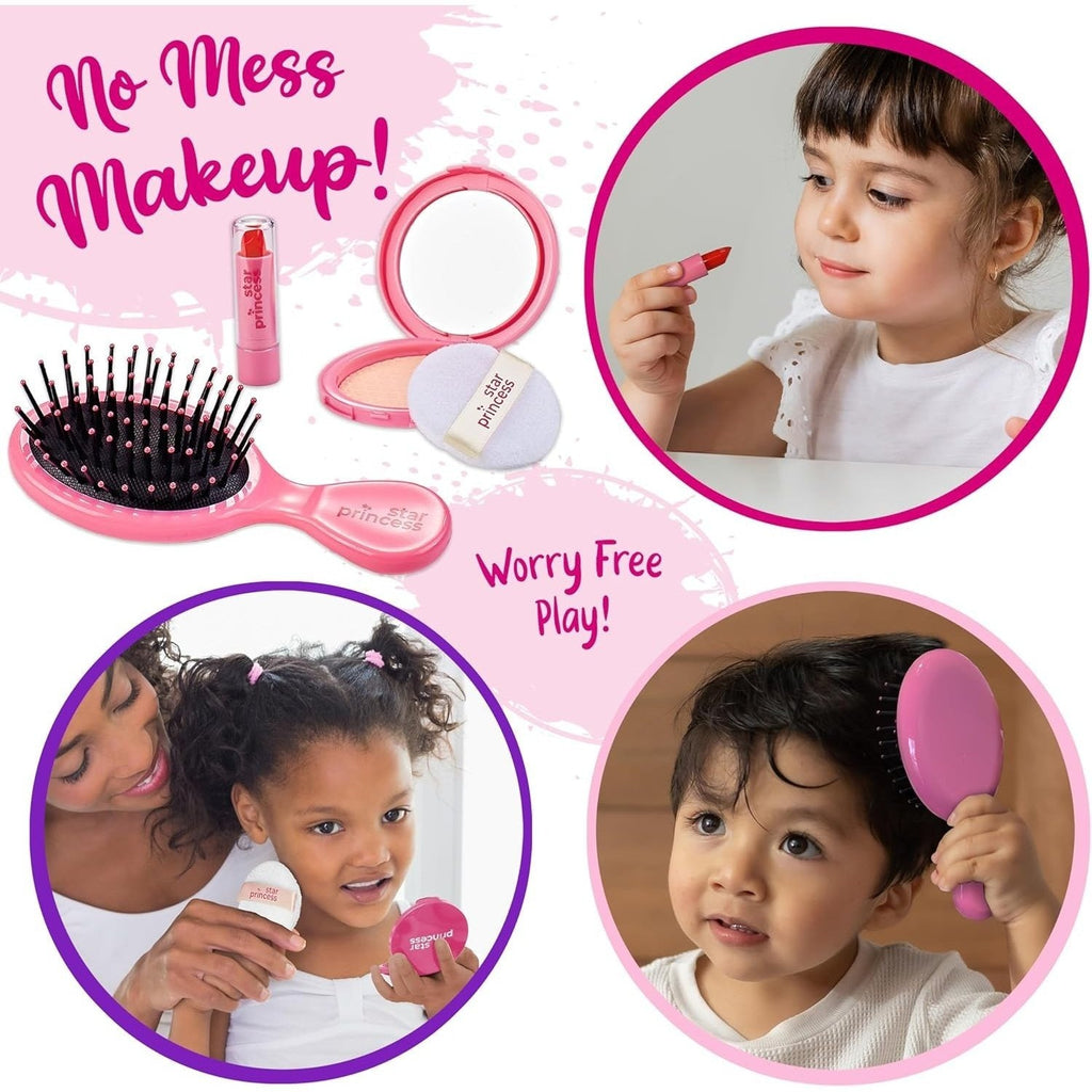 Girls Play Purse Set with Accessories 9pcs, Pretend Makeup, Toy Keys, Fake Phone & Credit Card, Toddler Dress Up Handbag Role