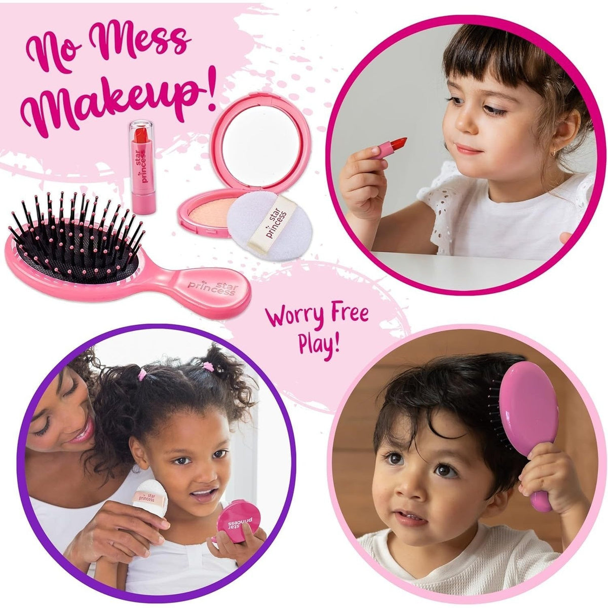 Girls Play Purse Set with Accessories 9pcs, Pretend Makeup, Toy Keys, Fake Phone & Credit Card, Toddler Dress Up Handbag Role