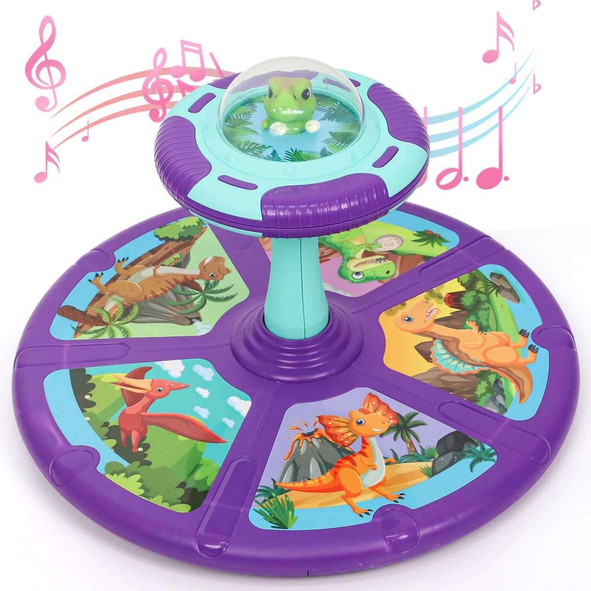 Dinosaur Spin Seat Toy for Toddlers 18 Months+, 360° Sit and Spin with Music, Indoor Interactive Sensory Balance Toy — image 