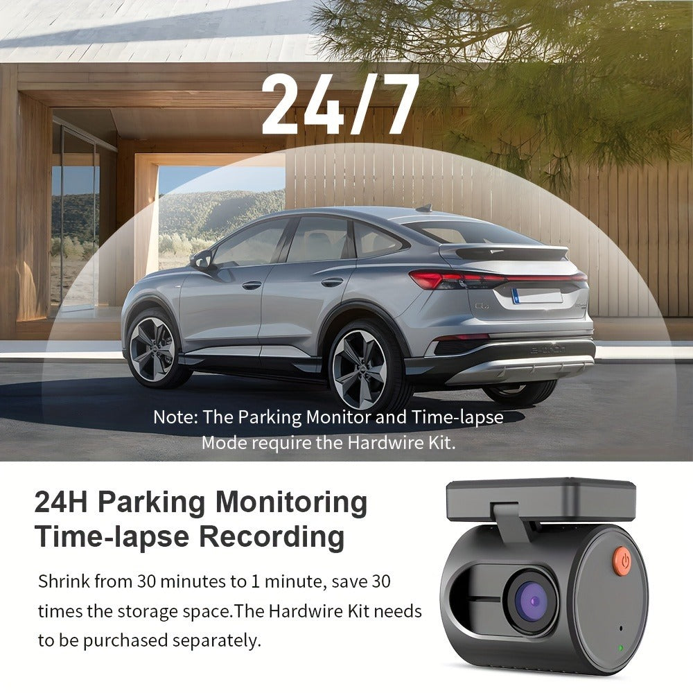 KAWA Mini 3 2K Dash Cam – 1296P QHD WiFi APP & Voice Control, Super Capacitor, Color Night Vision, WDR, Loop Recording, 24H P