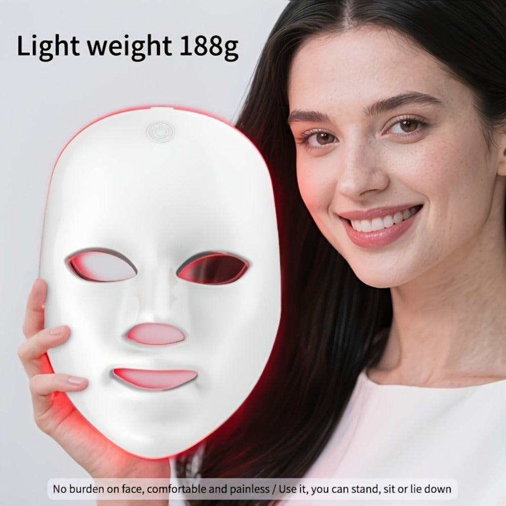 LED Light Therapy Face Mask 7 Color Photon Skin Rejuvenation - Acne Treatment Wrinkle for Bath Time, Home Spa and Personal Ca