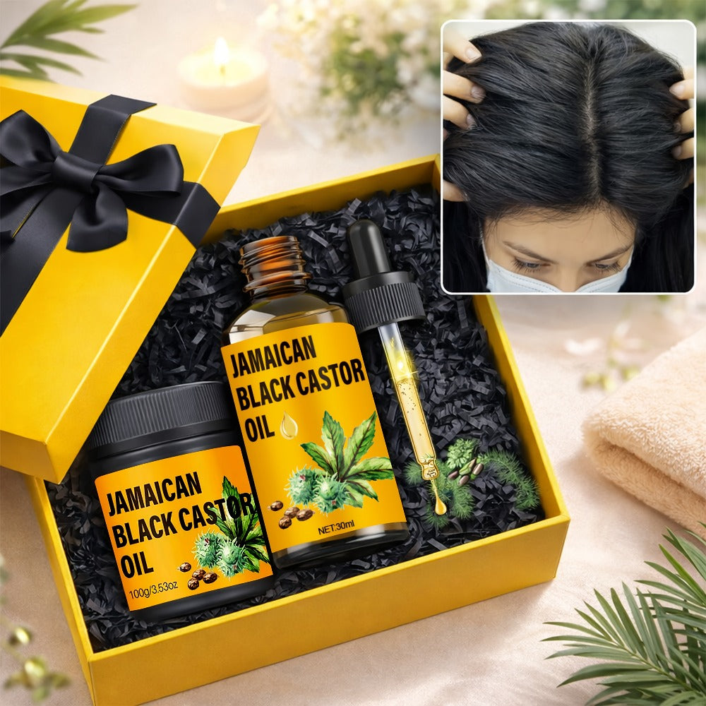 Two-Piece Jamaican Black Castor Oil Hair Care Set with Coordinated Oil and Cream Containers — image 1
