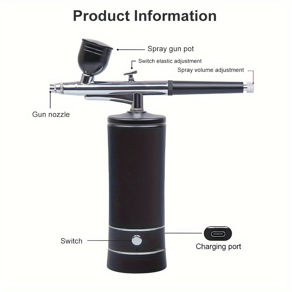 Rechargeable Airbrush and Compressor Kit with Black or Pink Two-Speed Pump, Two Paint Pots and Cleaning Brushes — image 3