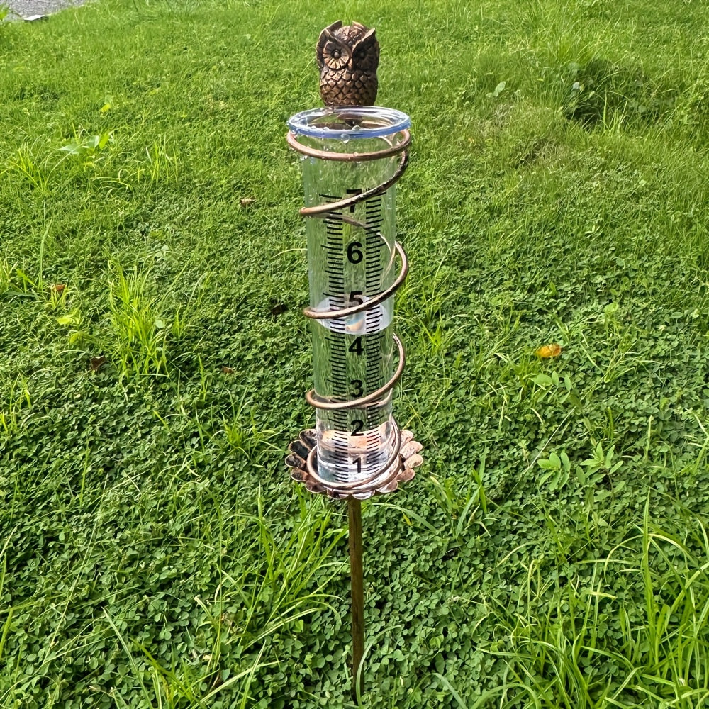 Rain Gauge | Owl Garden Art Metal Frame Outdoor Yard with Cleaning Brush — image 2