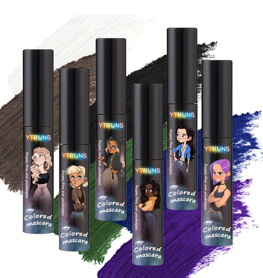 YTRUNS Colored Mascara in Six Shades from White and Brown to Black, Green, Blue or Purple with Curved Wands — image 18