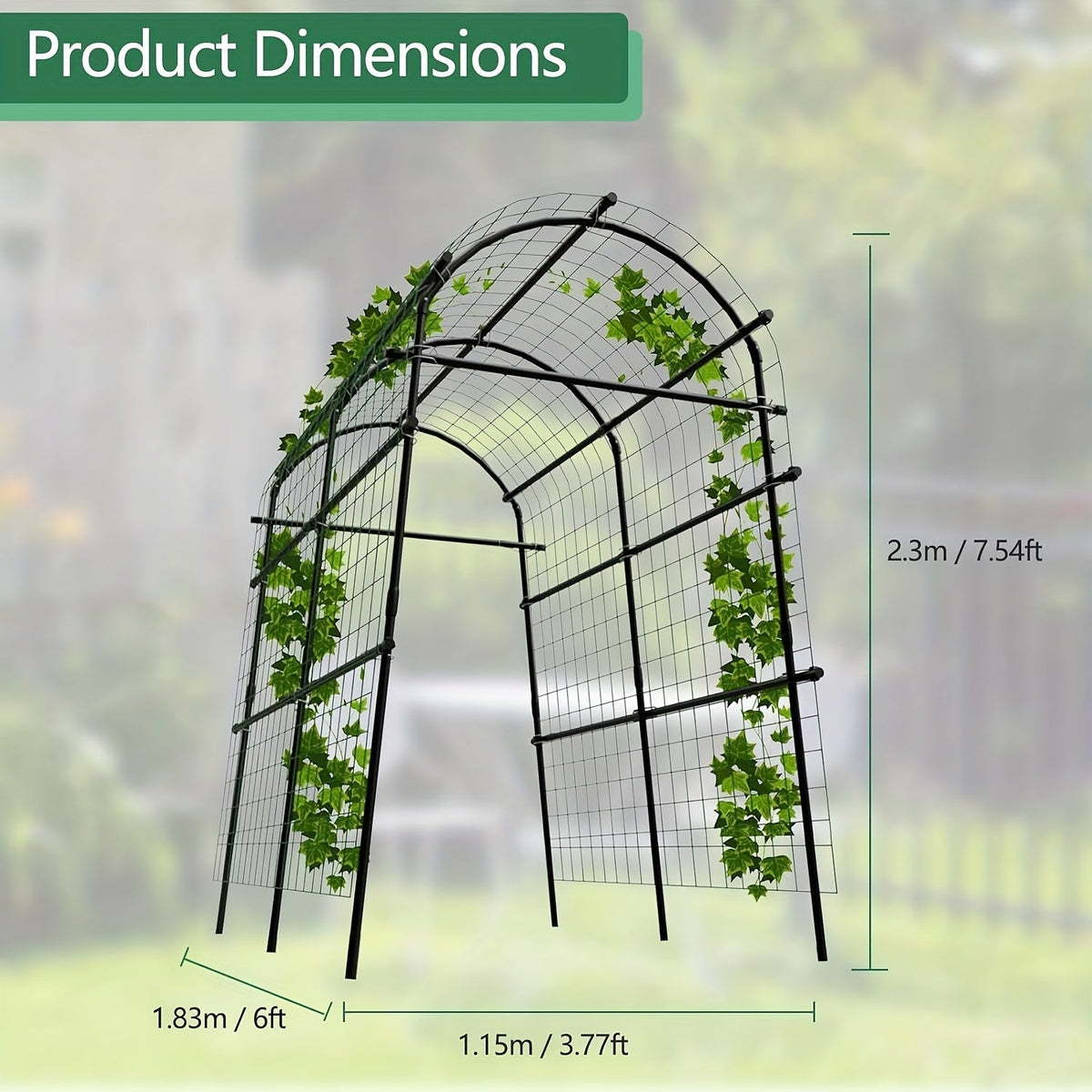 Climbing Arch Trellis 7.5ft Adjustable Metal Grid Garden Archway — image 3