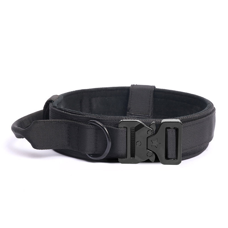 Wide Tactical Dog Collar with Grab Handle, Quick-Release Buckle and Patch Panel in M, L or XL — image 13