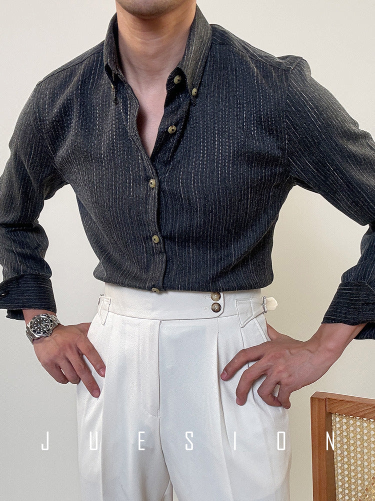 Spring Long Sleeve Shirt Male British Business Dress