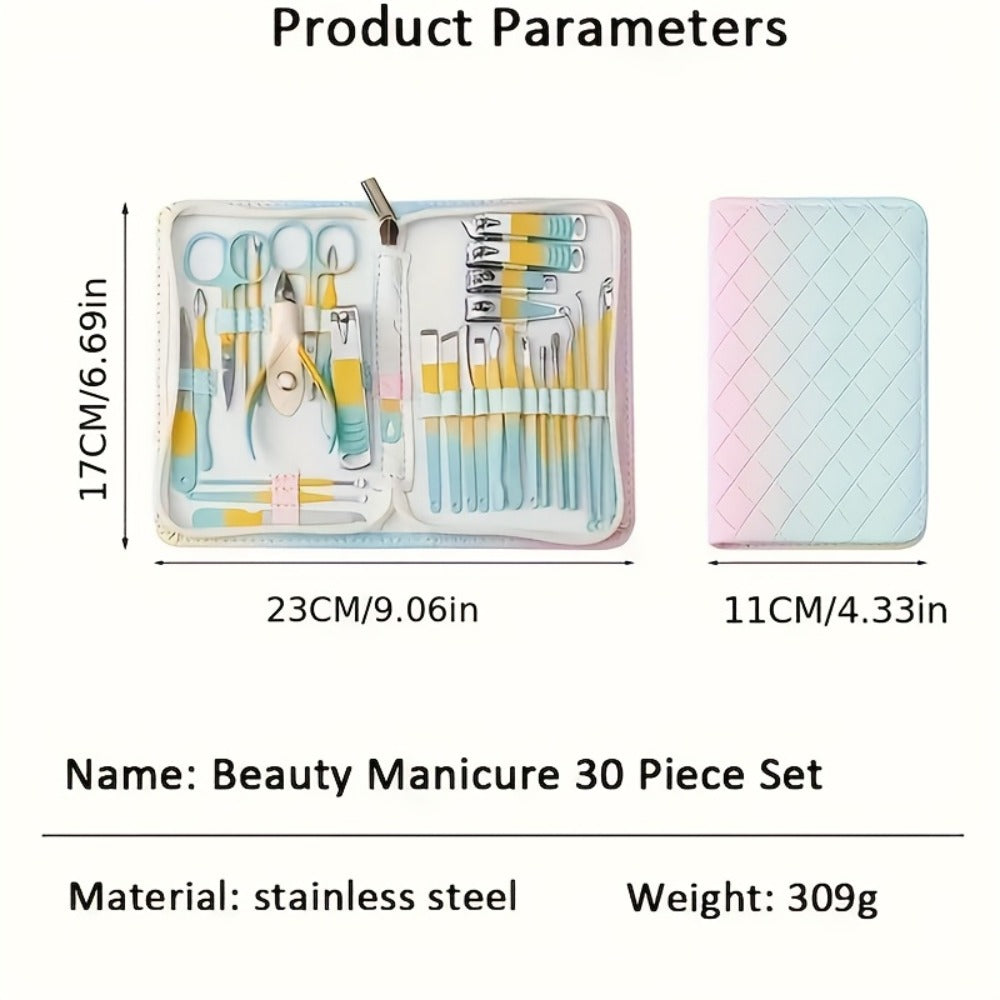 Thirty-Piece Manicure and Pedicure Kit with Gradient Travel Case, Clippers, Scissors and Nail Tools — image 4