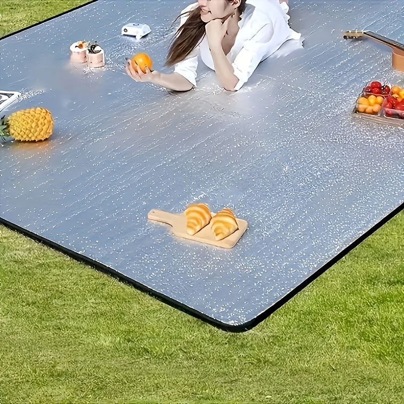 Camping Mat Extra Large 4 Person – Aluminum Foil EPE Foam Waterproof Picnic Blanket, Double-Sided Moisture-Proof Thermal Insu