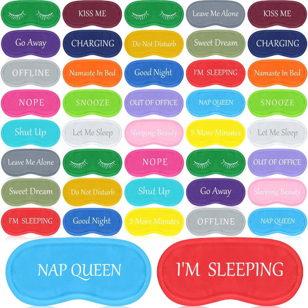 Blackout Sleep Eye Mask Bulk 40pcs – Funny Colorful Designs Soft Adjustable Blindfold for Women Men, Travel Nap Meditation Sl