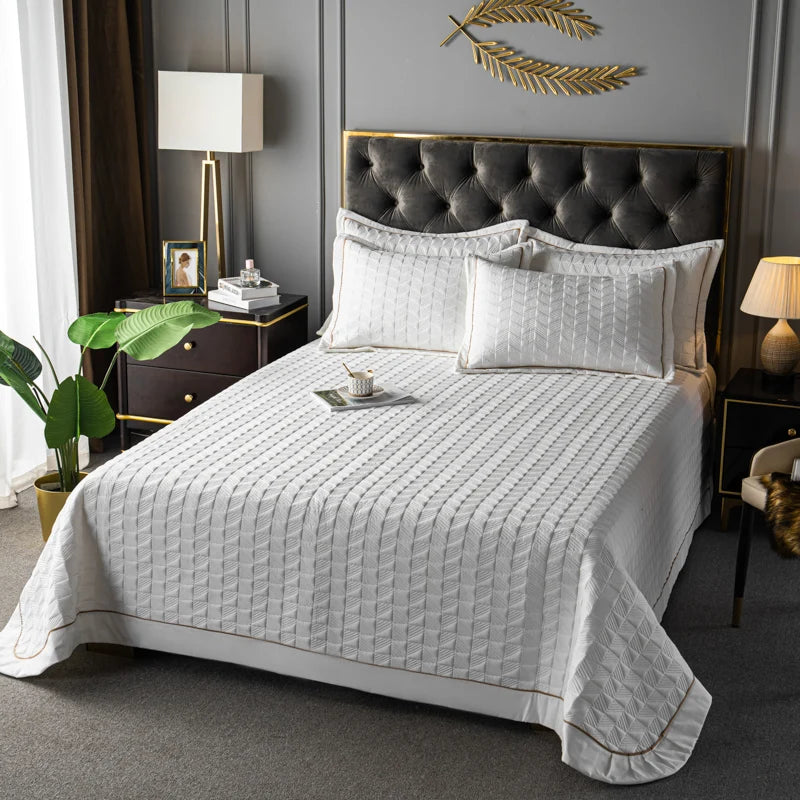 Quilted Padded Continental Bed Cover Three Piece Set
