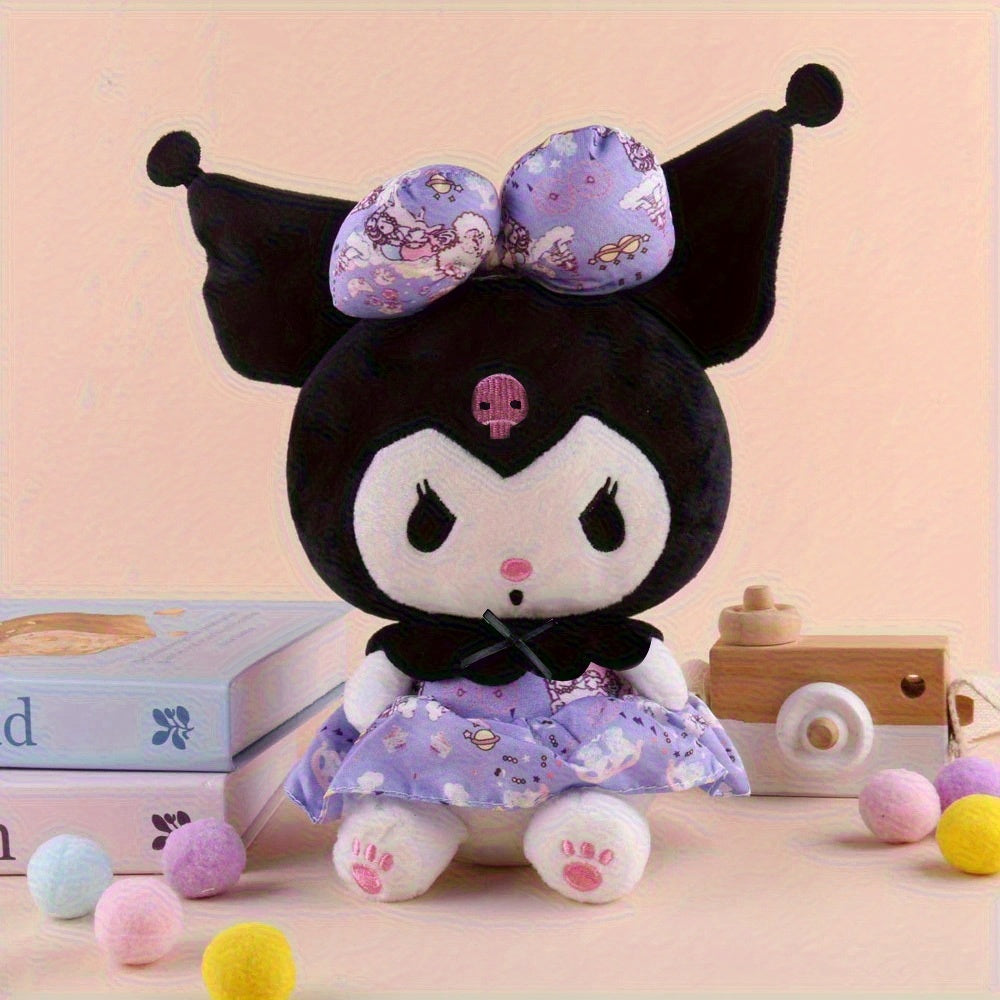 Stuffed Animal Gothic Character Doll with Skull Embroidery, Floral Bow, Princess Dress and Two Colors — image 1