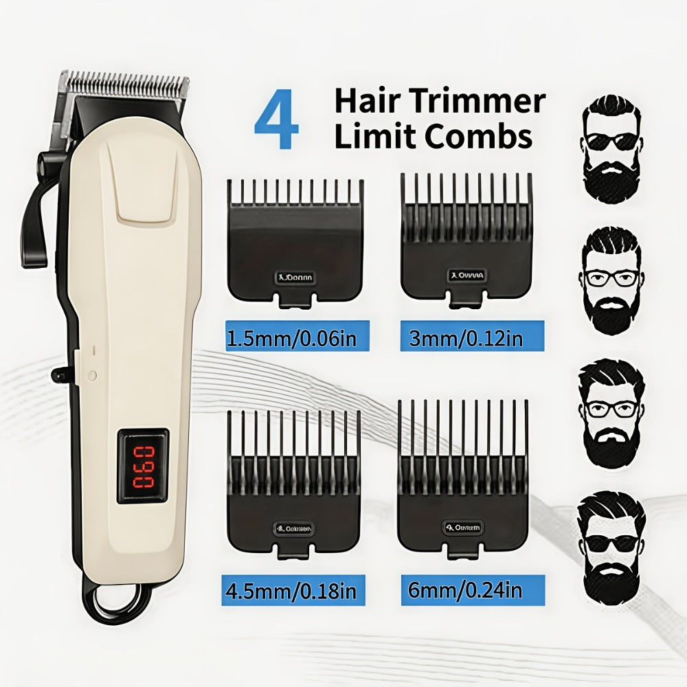 Hair Clippers & Trimmers KLY White Full-Size Clipper with LCD Display, USB Charging and Guide Comb Set — image 18