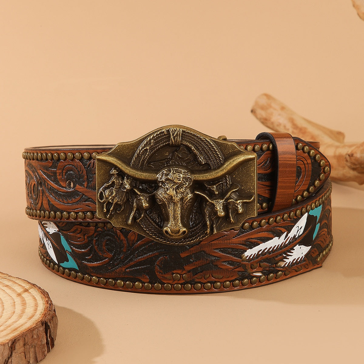 Western Cowboy Bullhead Punk Belt Retro Belt
