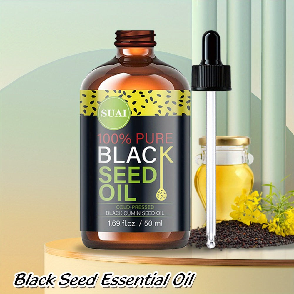 Black Seed Oil 100% Pure Cold Pressed Multi-Use Moisturizing Firming Skincare Oil for Face Body Hair Nails Eyelashes Natural 