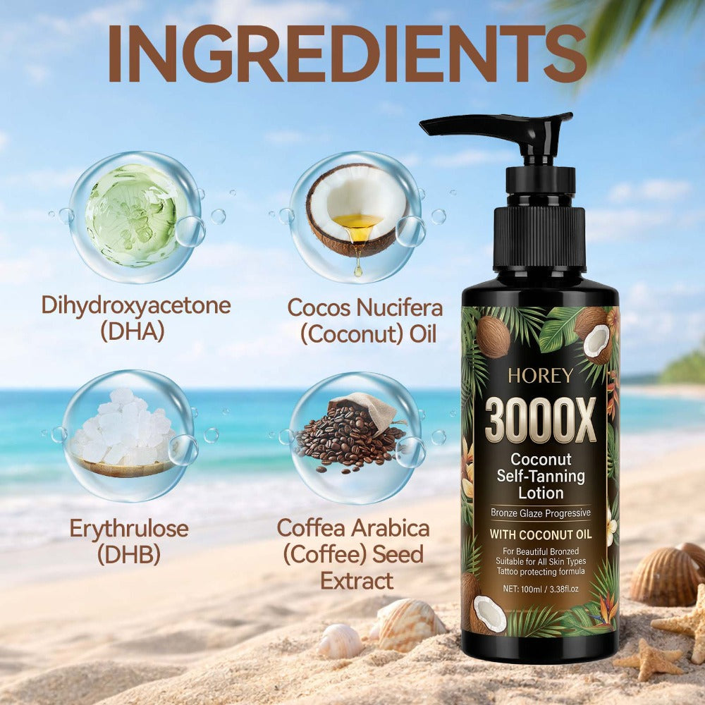 Tanning Lotion 3000X Coconut & Olive Extract Indoor Tanning Accelerator – Deep Bronze Glow Skin-Smoothing Sunless Tanner Keep