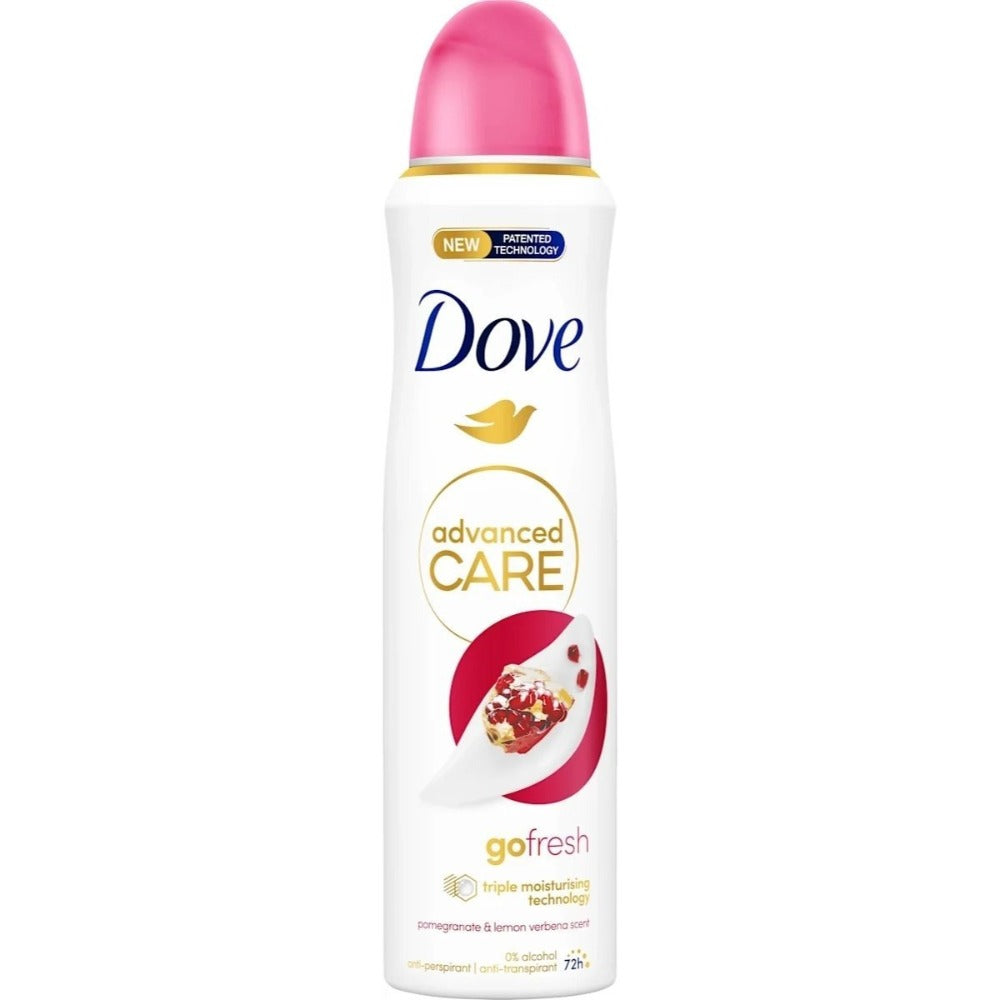 Pomegranate & Lemon Verbena Body Spray for Women Dove Go Fresh 150ml Long Lasting Freshness Quick Dry Invisible No White Mark