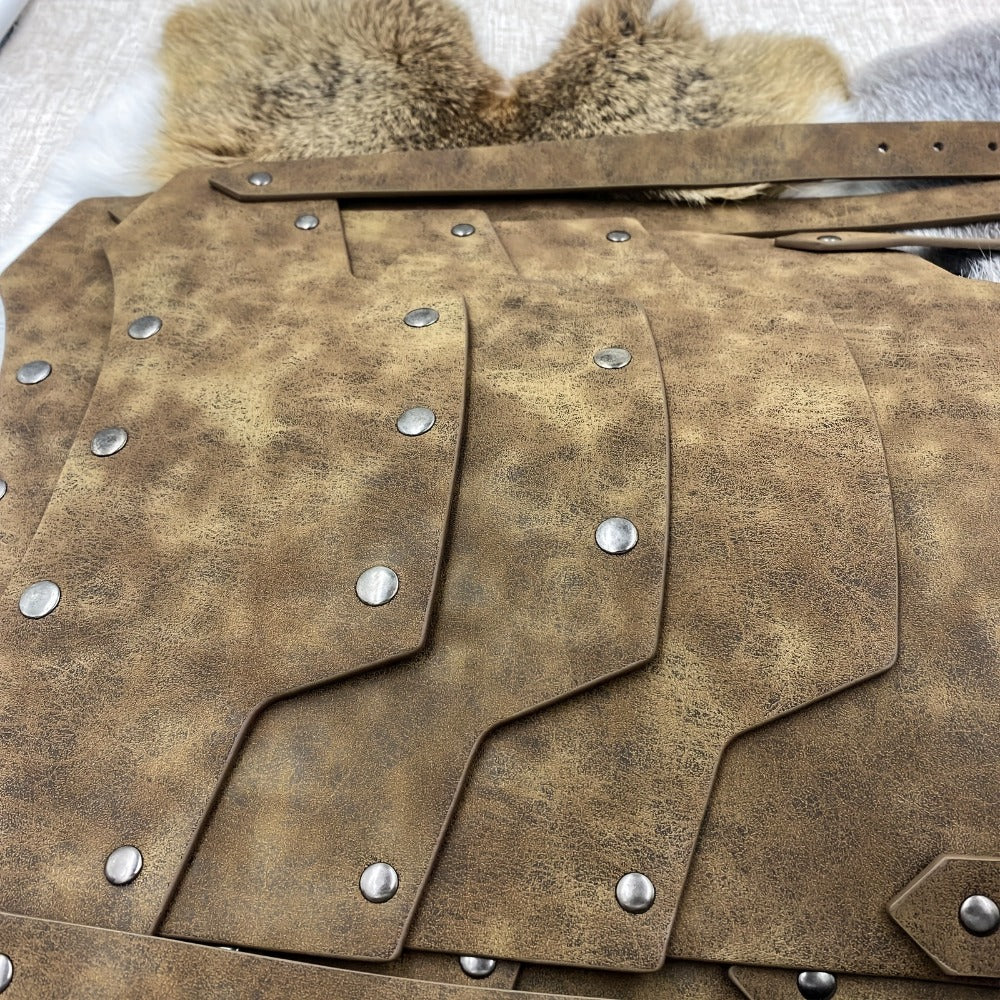 Medieval Shoulder Armor Double Pauldron for Men & Women – Embossed PU Faux Leather Warrior Pauldrons for Halloween LARP Cospl