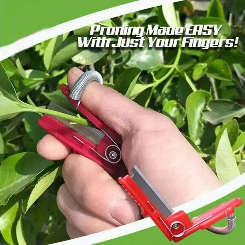Six-Piece Garden Thumb Knife Set with Red Finger-Ring Cutters and Exposed Straight Blade Edges — image 3