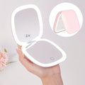 Foldable LED Makeup Mirror Double-Sided 1X 2X Magnification – Handheld Lighted Mirror, for Makeup, Travel and Everyday Vanity