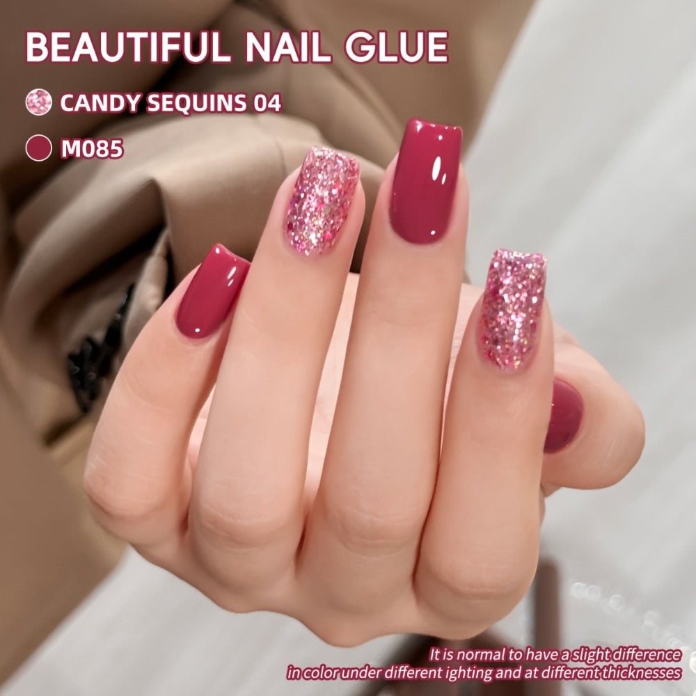 Gel Nail Polish Set with XEIJAYI Label, 2 Candy Holographic and Nude Pink Glitter Gel Colors — image 7