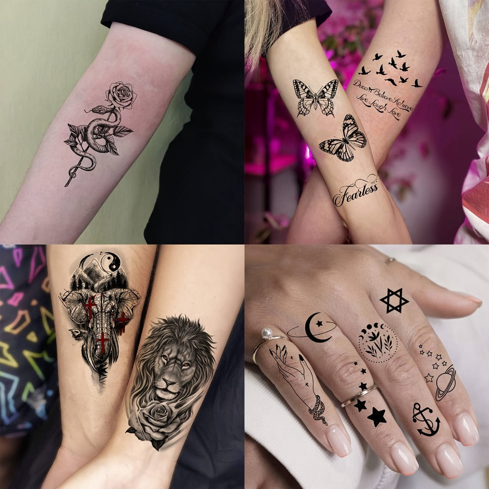 Temporary Tattoos, 68-Sheet Faith and Quote Set with Prayer, Peace, Lion, Eye and Tribal Motifs — image 7