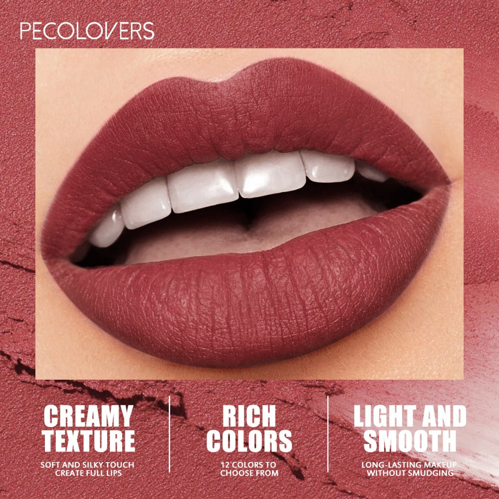Lipstick Set, PECOLORS 6-Piece Matte Crayon Pen Collection with Nude, Rose and Red Shade Presentation — image 2