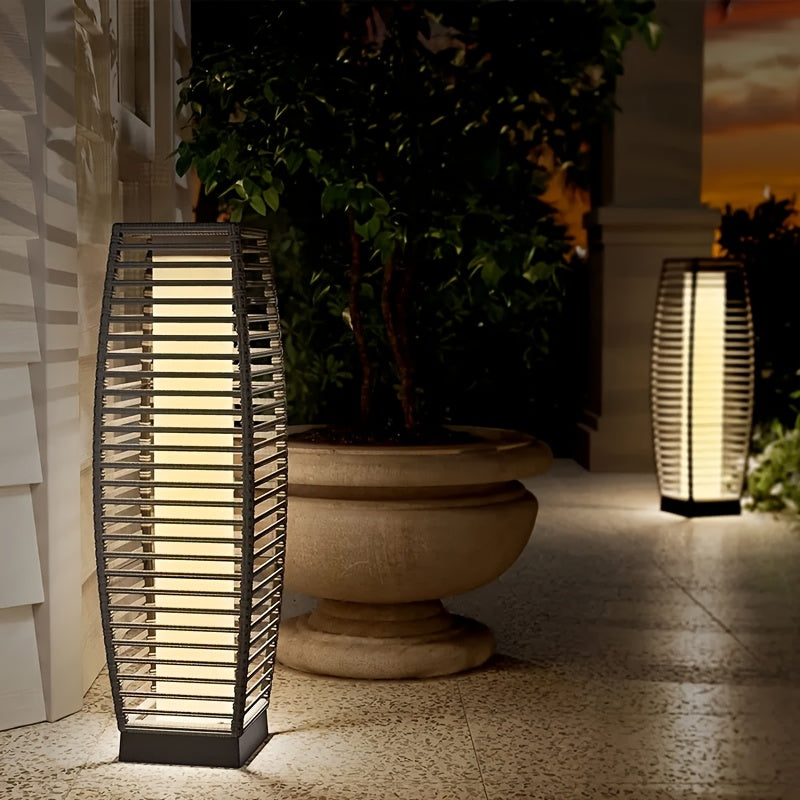 Solar Outdoor Floor Lamp with Wicker Design, Garden Light, 40+ Lumens Decorative Porch Lantern for Yard — image 3