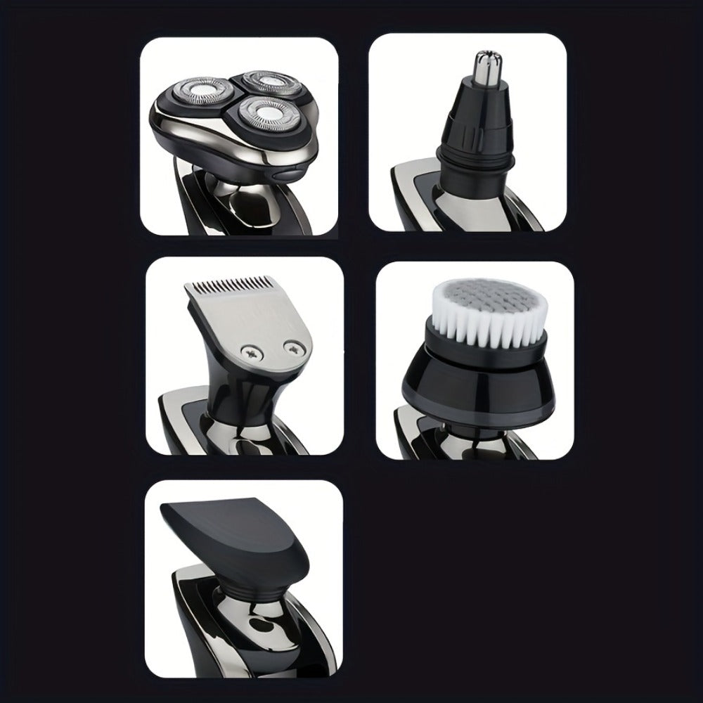 5-in-1 Rechargeable 3-Head Rotary Electric Razor with Detail Trimmer, Nose Trimmer and Cleaning Brush — image 7