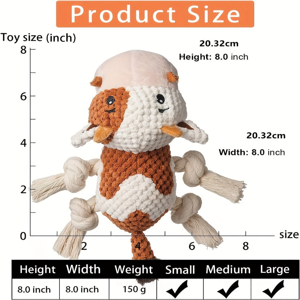 Dog Toy Cow Plush with Squeaker, Crinkle Paper, Woven Legs and Washable Construction for Multiple Dog Sizes — image 2