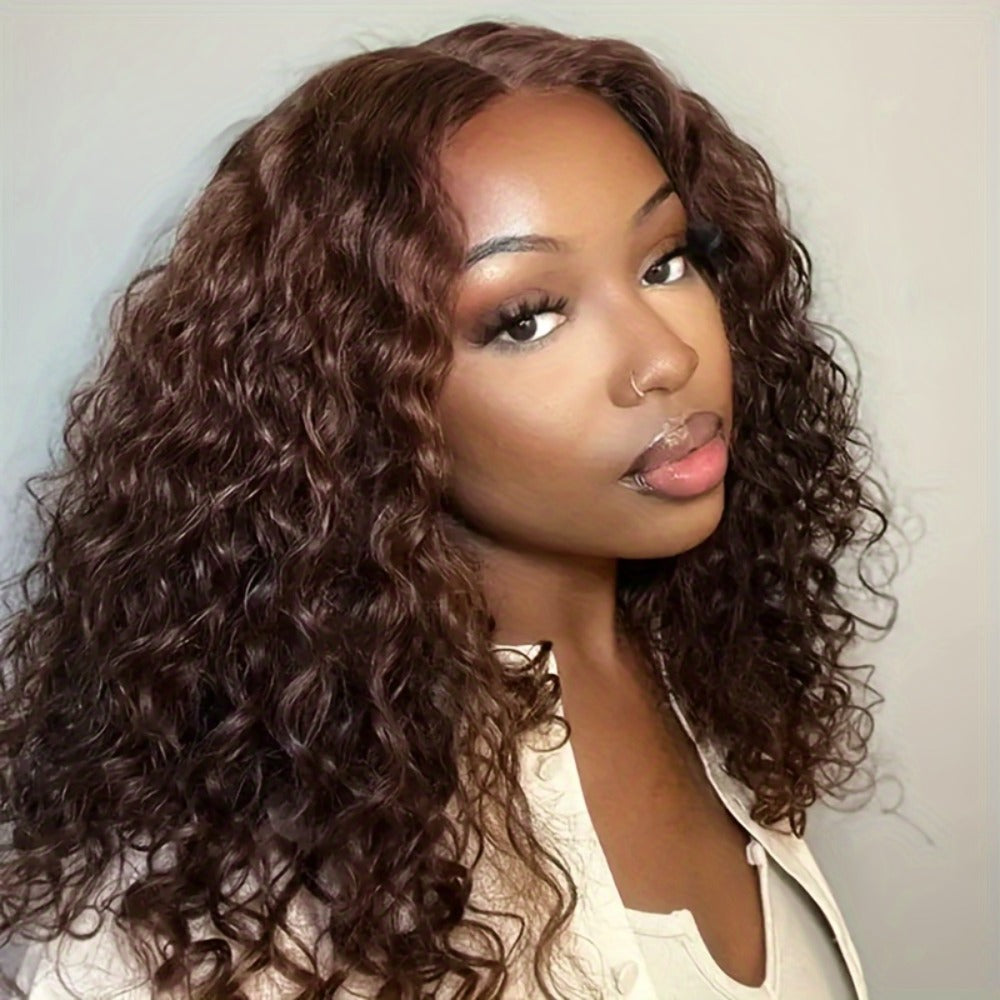 4x4 HD Lace Closure Curly Bob Wig Reddish Brown #33 Human Hair Pre-Plucked Glueless Short Bob with Baby Hair 20 Inch Warm Aub