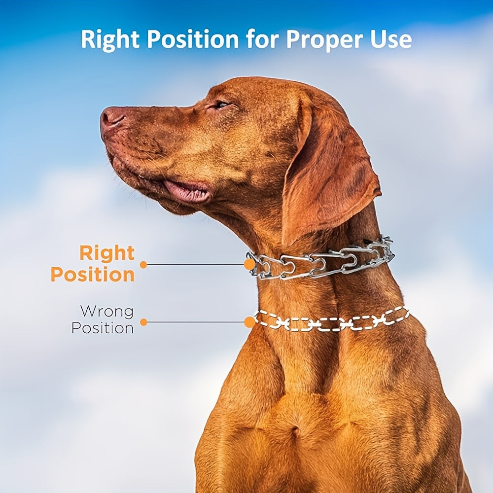 Dog Training Collar Adjustable Prong Design in Silver-Tone Steel with Rubber Tips and S or M Link Sizes — image 3