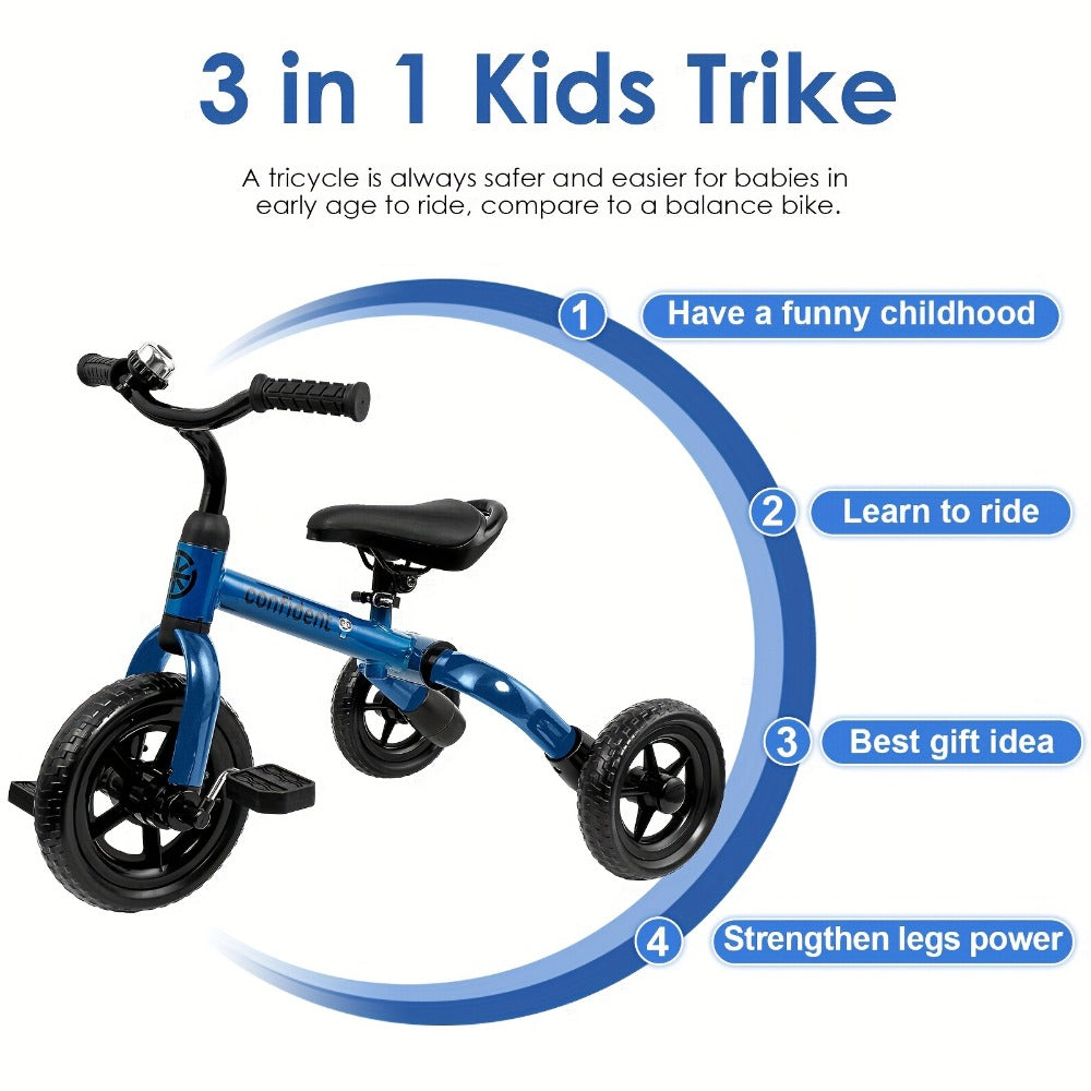3-in-1 Toddler Tricycle & Balance Bike for Kids Ages 2-5, Folding Trike with Adjustable Seat & Removable Pedals — image 6