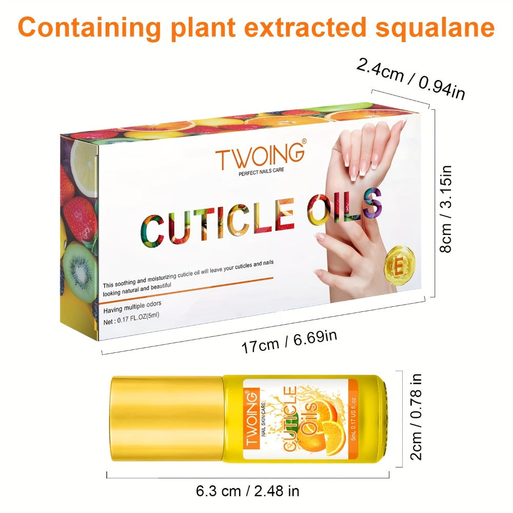 Cuticle Oil Set 6 Scents with Jojoba Oil Grape Seed Oil & Vitamin E – Paraben-Free Plant-Based Daily Nail Treatment for Dry D