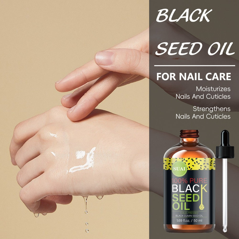 Black Seed Oil 100% Pure Cold Pressed Multi-Use Moisturizing Firming Skincare Oil for Face Body Hair Nails Eyelashes Natural 