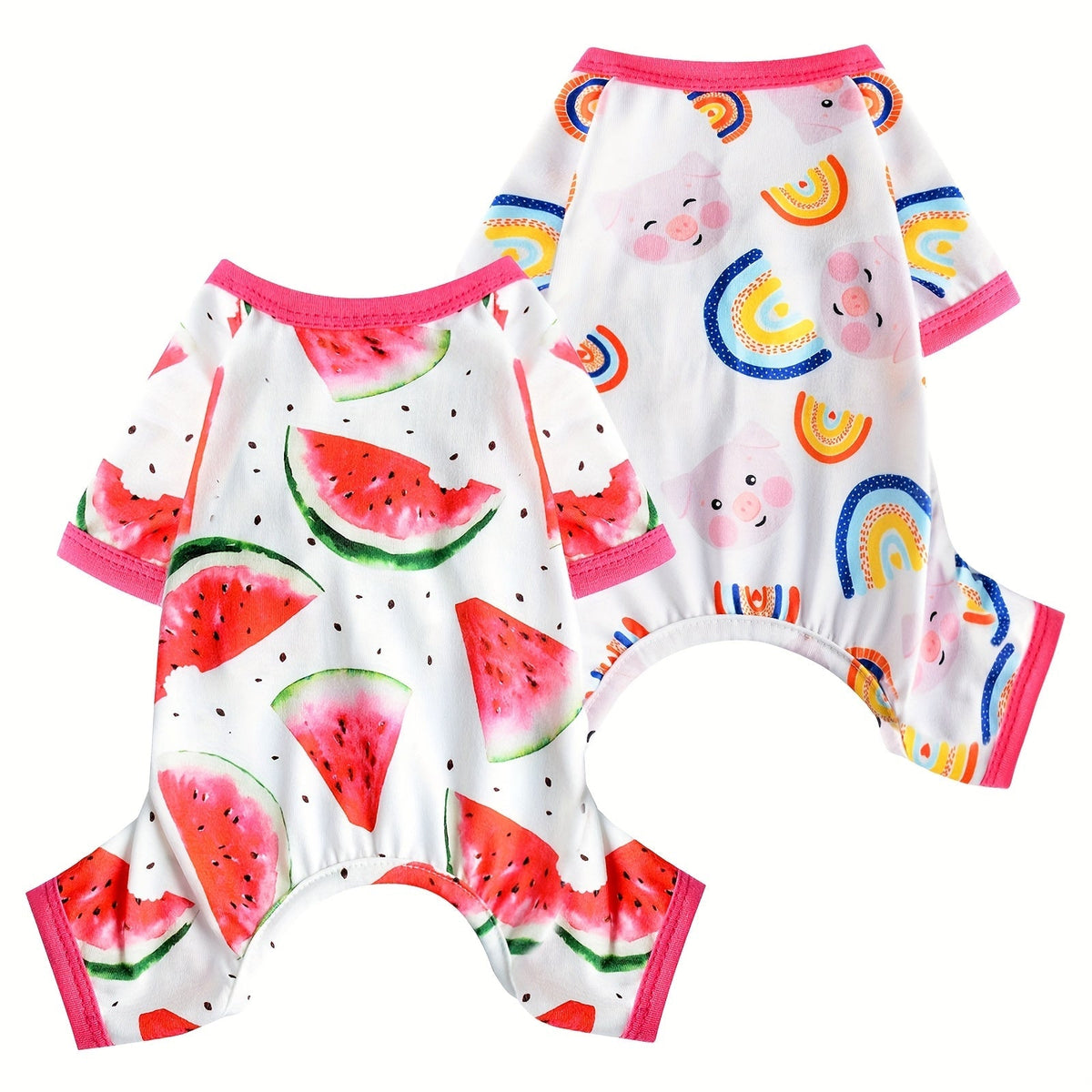 Two-Pack Dog Pajama Jumpsuits with Four Printed Pair Options and Complete XS–XXL Size Grid — image 8