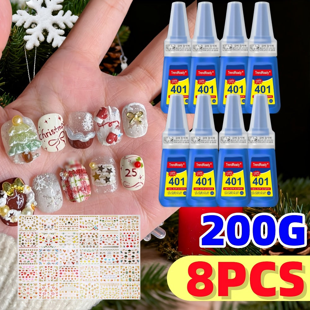 Waterproof Nail Adhesive Tabs with Nail Stickers 0.85oz Dropper Tip Bottle – Extra Strong Alcohol-Free Quick Release Long Wea