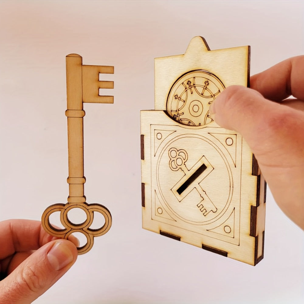 Wooden Magic Trick Set 4-Piece Kit, STEM Magic Puzzles with Sword Finger, Coin & Key Penetration — image 7