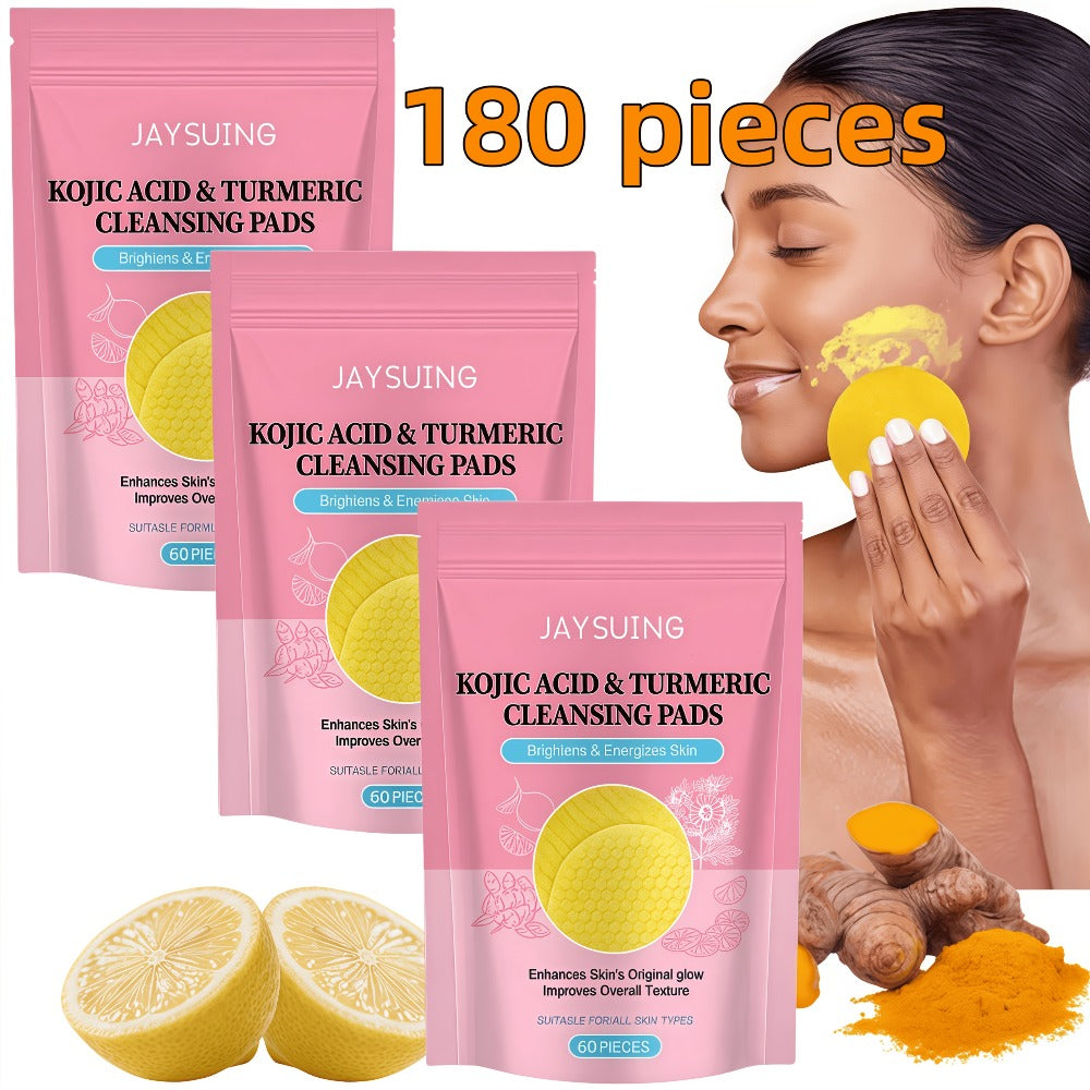 Cleansing Pads 180pcs - Turmeric Niacinamide Citric Acid Deep Cleansing Makeup Remover Gentle Face Pads — image 1