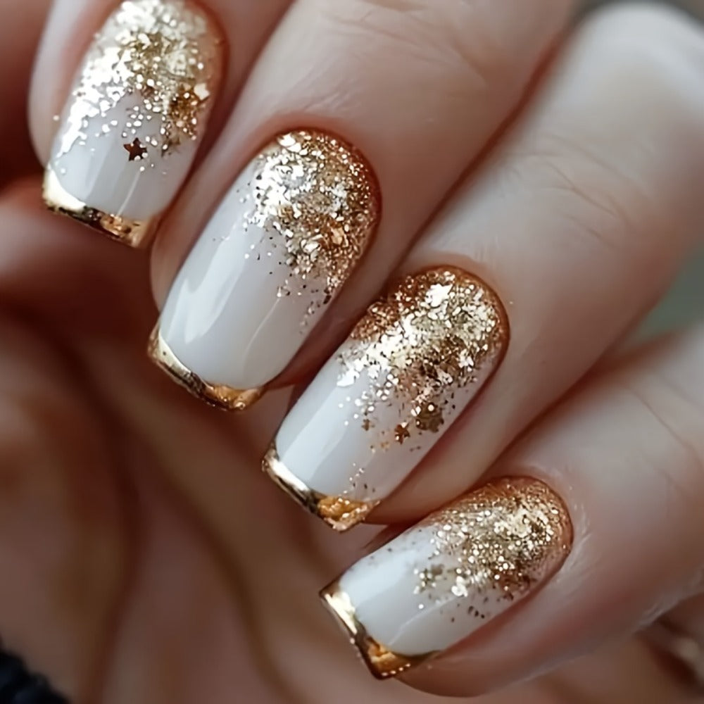 Press On Nails 216-Piece Soft Gel Short Square Set with French, Gradient, Glitter and Heart Designs — image 7